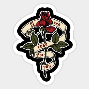 A red rose for you with ribbon Sticker